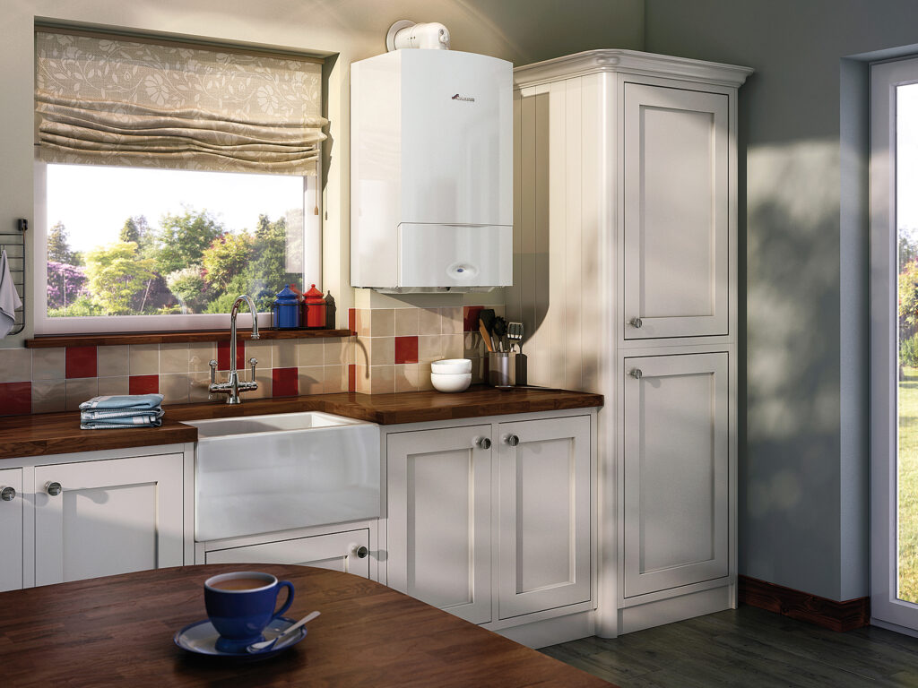 Worcester Bosch Classic Boiler in Shaker Kitchen in the lothians